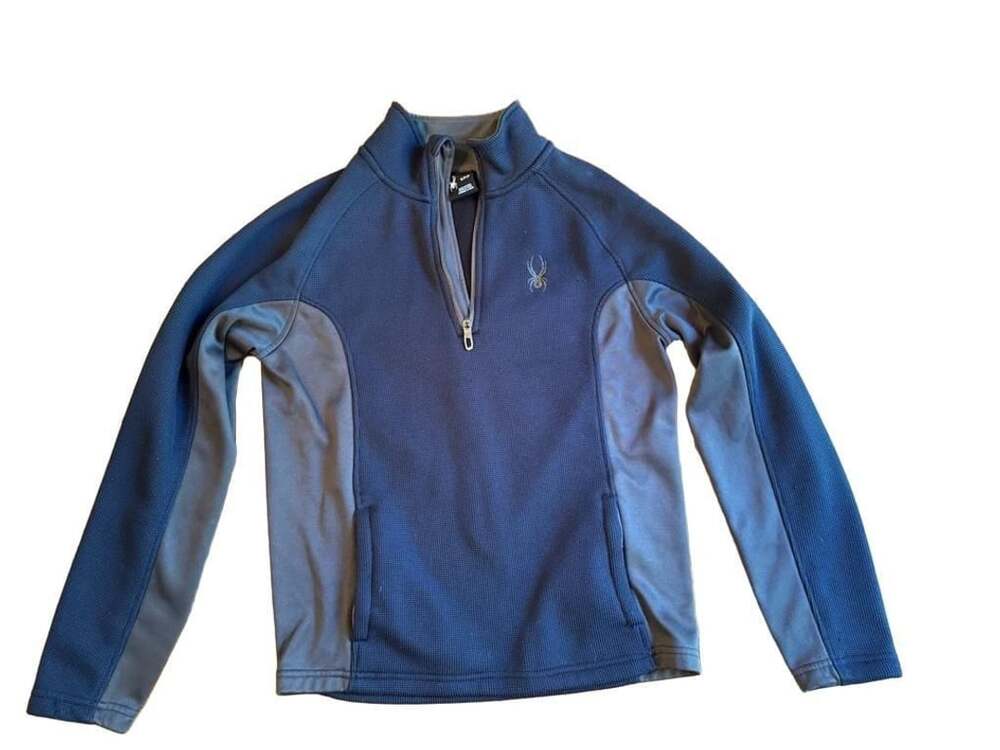 Spyder 1/4 Zip Jacket adult Size S Navy Blue Waffle Fleece Pullover